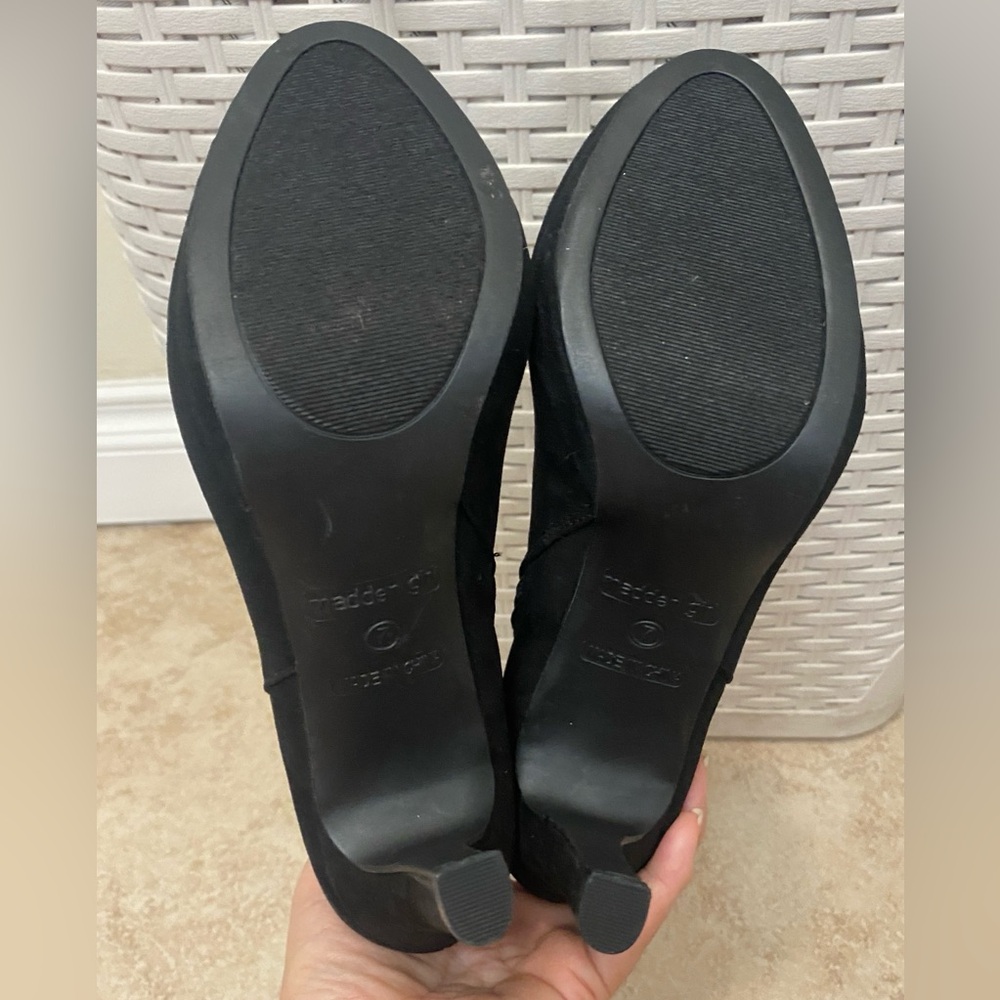 Madden Girl Black Suede Ankle Booties with High Heel, Size 7 - Picture 7 of 9